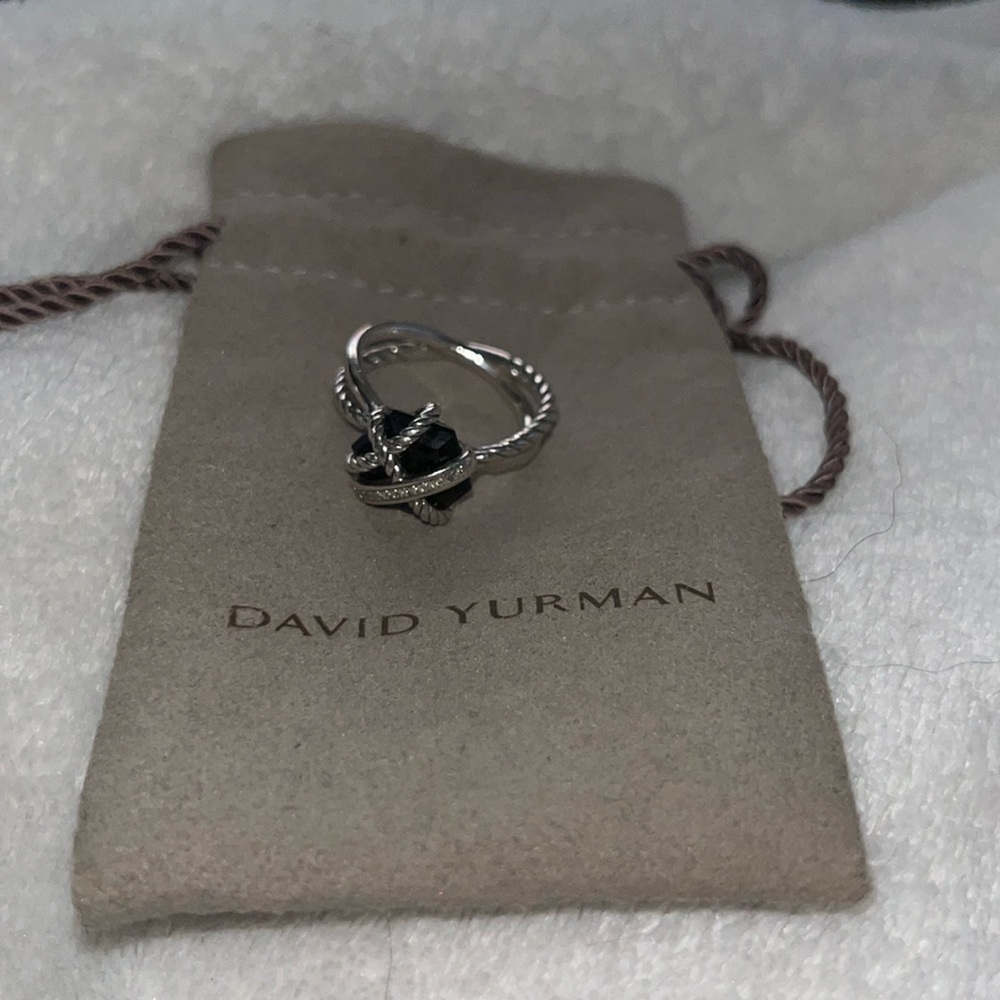 David Yurman Cable Wrap Ring with Diamonds - Black Onyx- size 7